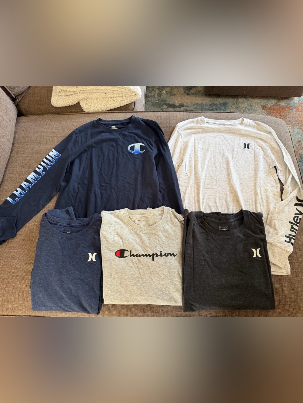 Champion Men’s Navy & Gray Long Sleeve Logo Tee Pack